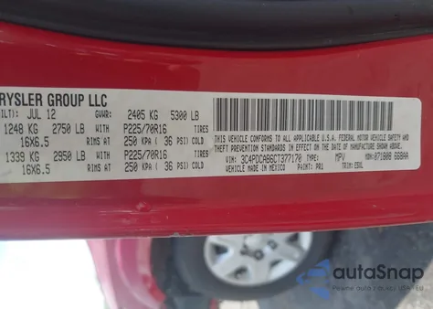 2012 Dodge Journey Se/Avp z USA, uszkodzony, nr VIN 3C4PDCAB6CT377170